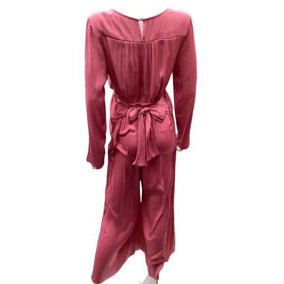 NWOT Free People Women’s Jumpsuit SZ 6 V-Neck Long Sleeve Lightweight  Raspberry - Picture 4 of 5